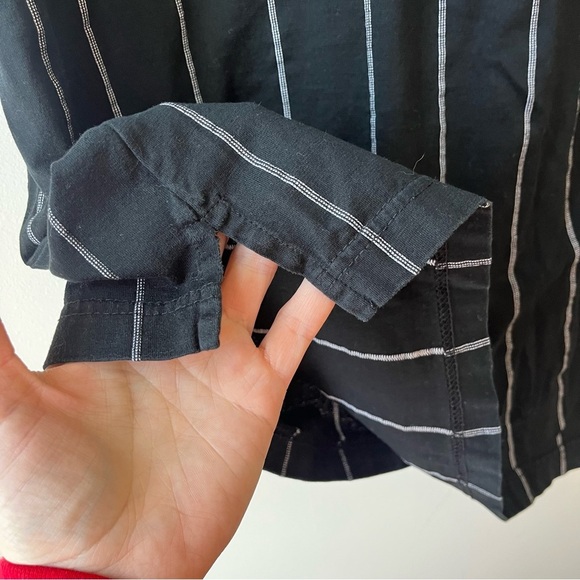 IZOD Double Mercerized Polo Shirt Black Gray Stripe | Y2K Prep Aesthetic L - Picture 11 of 11